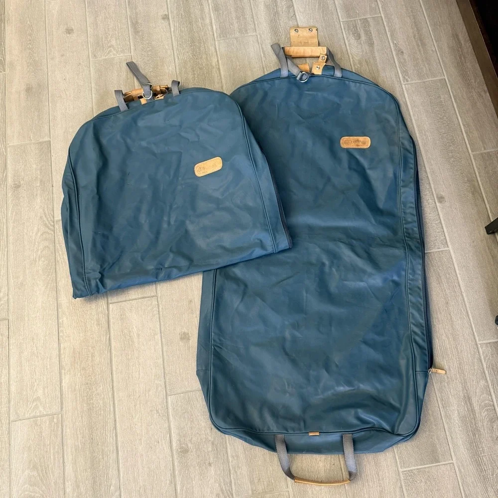 Jon Hart Design Coated Canvas Navy Blue Garment Bag Set Travel Luggage OS